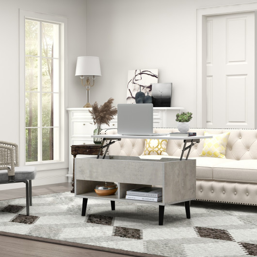 Lift Top Coffee Table with Hidden Compartment and Storage Shelves 9 Lift Top Coffee Table with Hidden Compartment and Storage Shelves - Image 9
