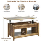 Lift Top Coffee Table with Hidden Storage and Lower Shelf 32 Lift Top Coffee Table with Hidden Storage and Lower Shelf