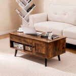 Lift Top Coffee Table with Hidden Storage and Multi-Tier Shelves 35 Lift Top Coffee Table with Hidden Storage and Multi-Tier Shelves