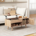 Lift Top Coffee Table with Hidden Storage and Multi-Tier Shelves 36 Lift Top Coffee Table with Hidden Storage and Multi-Tier Shelves