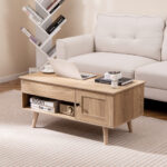 Lift Top Coffee Table with Hidden Storage and Multi-Tier Shelves 42 Lift Top Coffee Table with Hidden Storage and Multi-Tier Shelves
