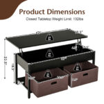 Lift Top Coffee Table with Storage Drawers and Hidden Compartment 32 Lift Top Coffee Table with Storage Drawers and Hidden Compartment