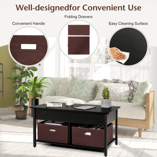 Lift Top Coffee Table with Storage Drawers and Hidden Compartment 9 Lift Top Coffee Table with Storage Drawers and Hidden Compartment - Image 9
