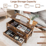 Rustic Brown Lift Top Coffee Table with Drawers and Storage 10 Rustic Brown Lift Top Coffee Table with Drawers and Storage