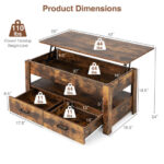 Rustic Brown Lift Top Coffee Table with Drawers and Storage 11 Rustic Brown Lift Top Coffee Table with Drawers and Storage