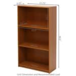 Light Cherry Finish 3-Tier Compact Storage Bookcase Shelves