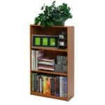 Light Cherry Finish 3-Tier Compact Storage Bookcase Shelves