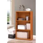 Light Cherry Finish 3-Tier Compact Storage Bookcase Shelves