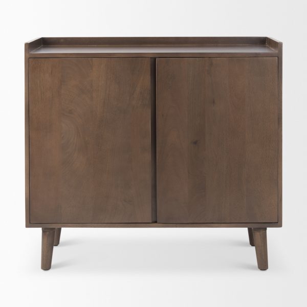 Lillie 36.0L x 16.0W x 32.0H Medium Brown Wood 2 Door Tray Top Accent Cabinet 2