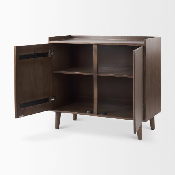 Lillie 36.0L x 16.0W x 32.0H Medium Brown Wood 2 Door Tray Top Accent Cabinet 6