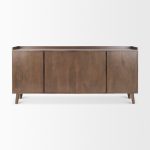 Lillie Medium Brown Wood 4 Door Tray Top Sideboard