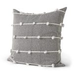 Linda 20 x 20 Navy And Cream With White Detail Decorative Pillow Cover