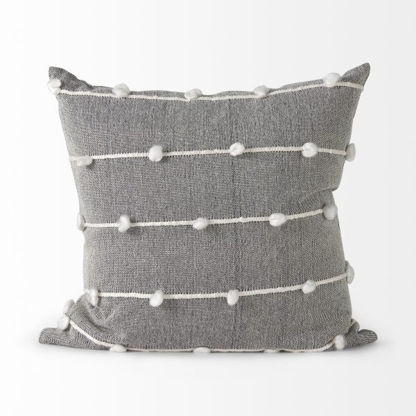 Linda 20 x 20 Navy And Cream With White Detail Decorative Pillow Cover 5