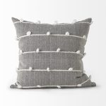 Linda 20 x 20 Navy And Cream With White Detail Decorative Pillow Cover