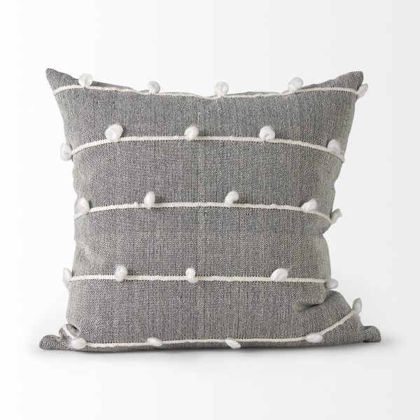 Linda 20 x 20 Navy And Cream With White Detail Decorative Pillow Cover 7