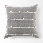 Linda 20 x 20 Navy And Cream With White Detail Decorative Pillow Cover
