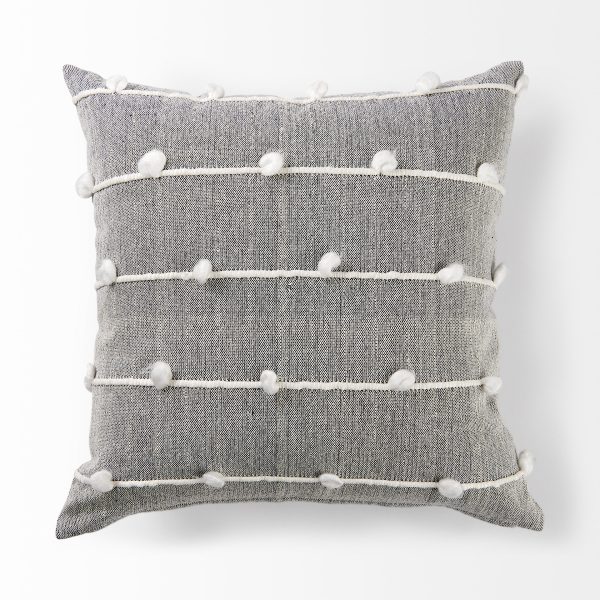 Linda 20 x 20 Navy And Cream With White Detail Decorative Pillow Cover 8