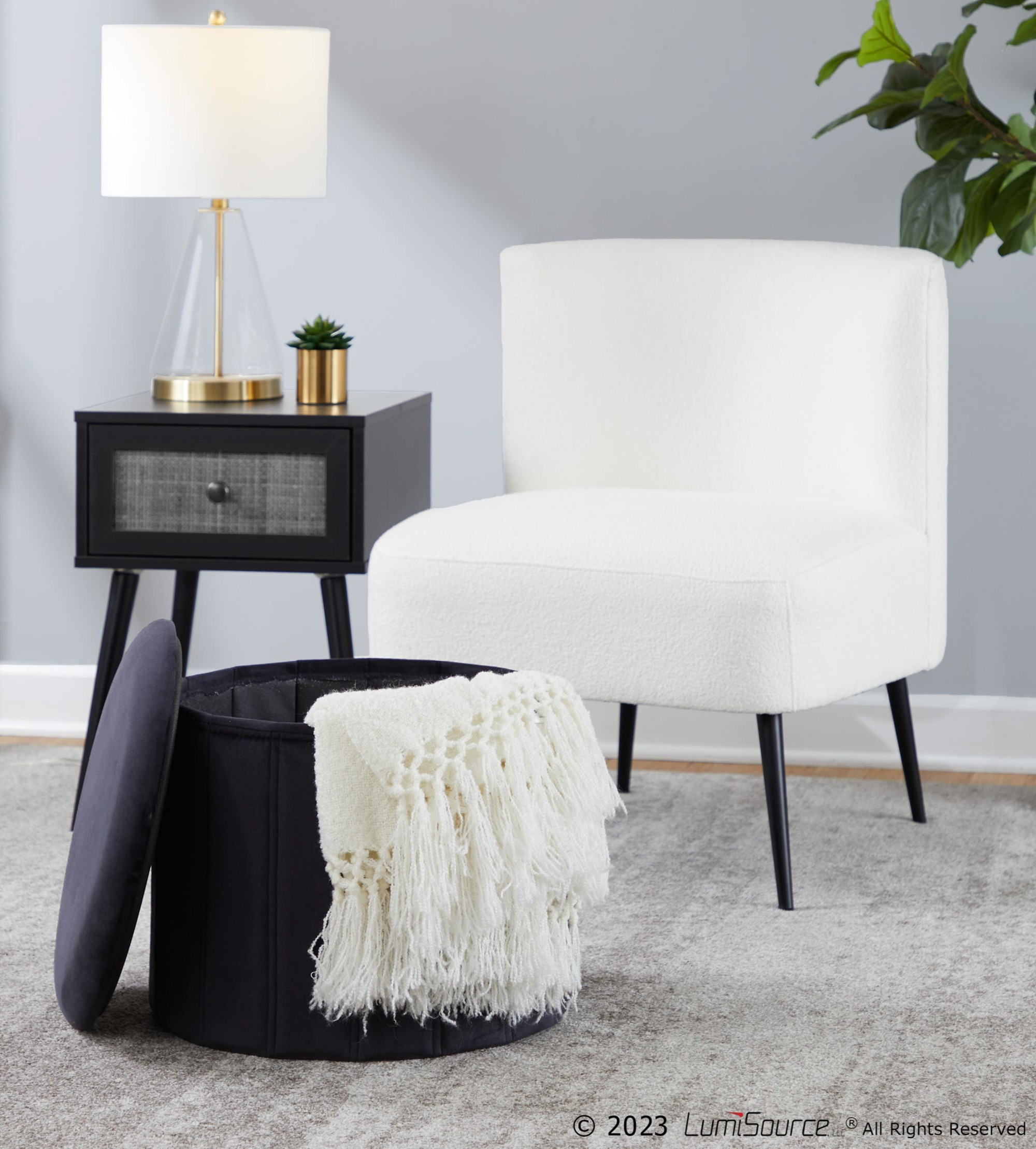 Lindsey 17-Inch Black Velvet Contemporary Folding Storage Ottoman 3 Lindsey 17-Inch Black Velvet Contemporary Folding Storage Ottoman - Image 3