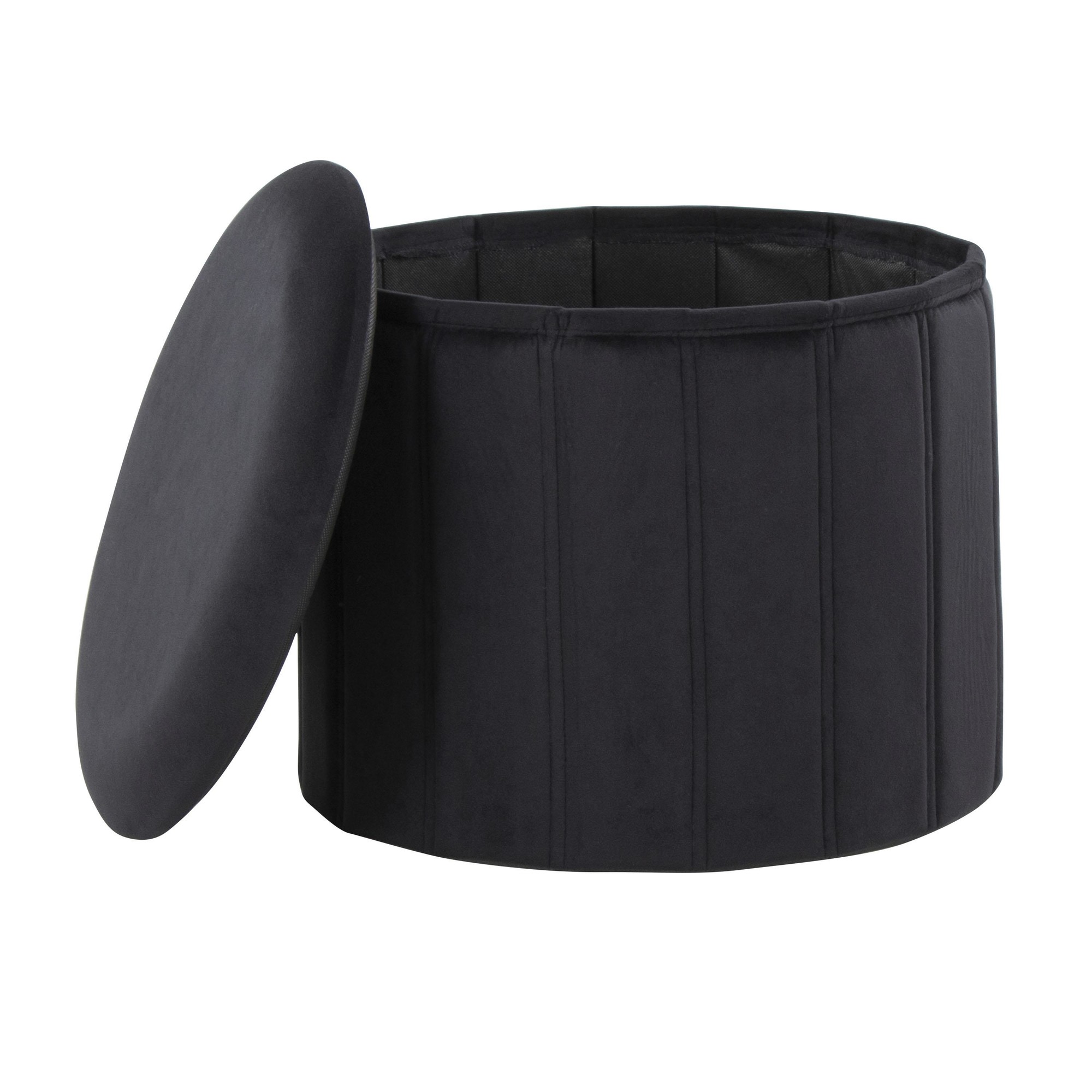 Lindsey 17-Inch Black Velvet Contemporary Folding Storage Ottoman 5 Lindsey 17-Inch Black Velvet Contemporary Folding Storage Ottoman - Image 5