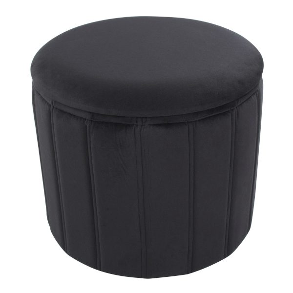 Lindsey 17 Inch Black Velvet Contemporary Folding Storage Ottoman 5