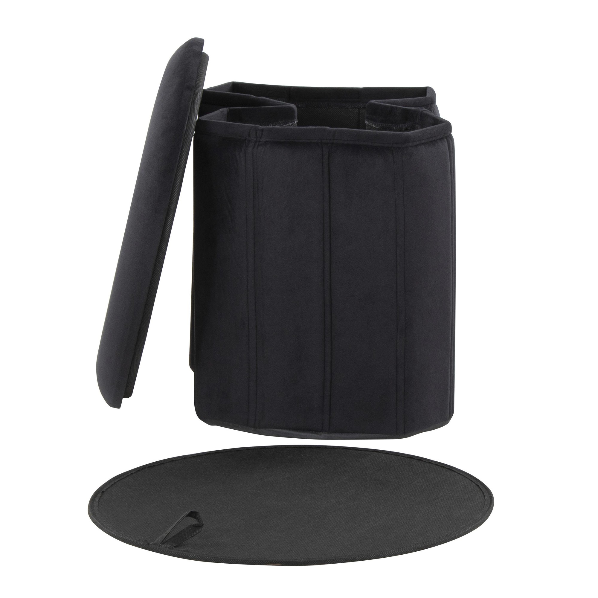 Lindsey 17-Inch Black Velvet Contemporary Folding Storage Ottoman 7 Lindsey 17-Inch Black Velvet Contemporary Folding Storage Ottoman - Image 7