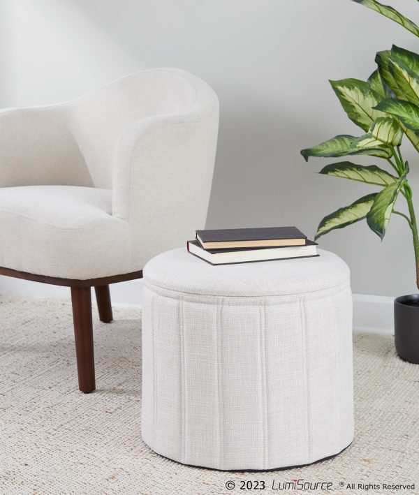 Lindsey 17 Inch Cream Contemporary Folding Storage Ottoman 1