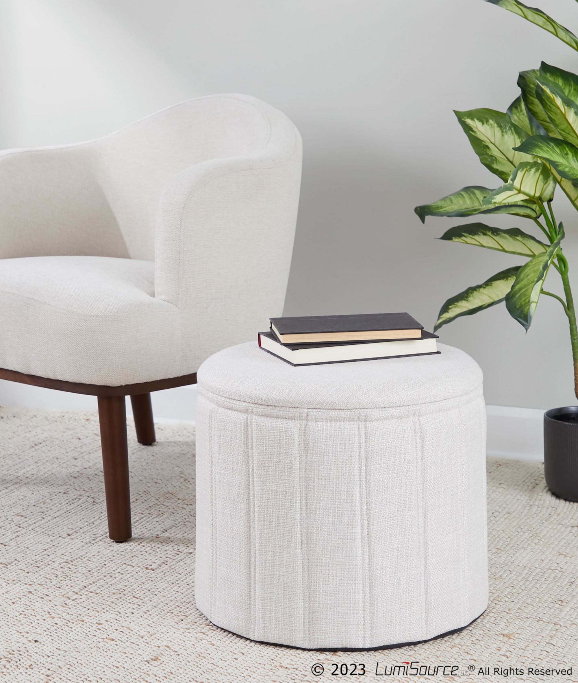 Lindsey 17-Inch Cream Contemporary Folding Storage Ottoman 2 Lindsey 17-Inch Cream Contemporary Folding Storage Ottoman - Image 2