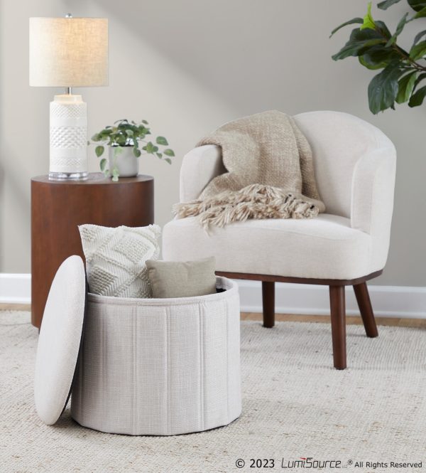 Lindsey 17 Inch Cream Contemporary Folding Storage Ottoman 2