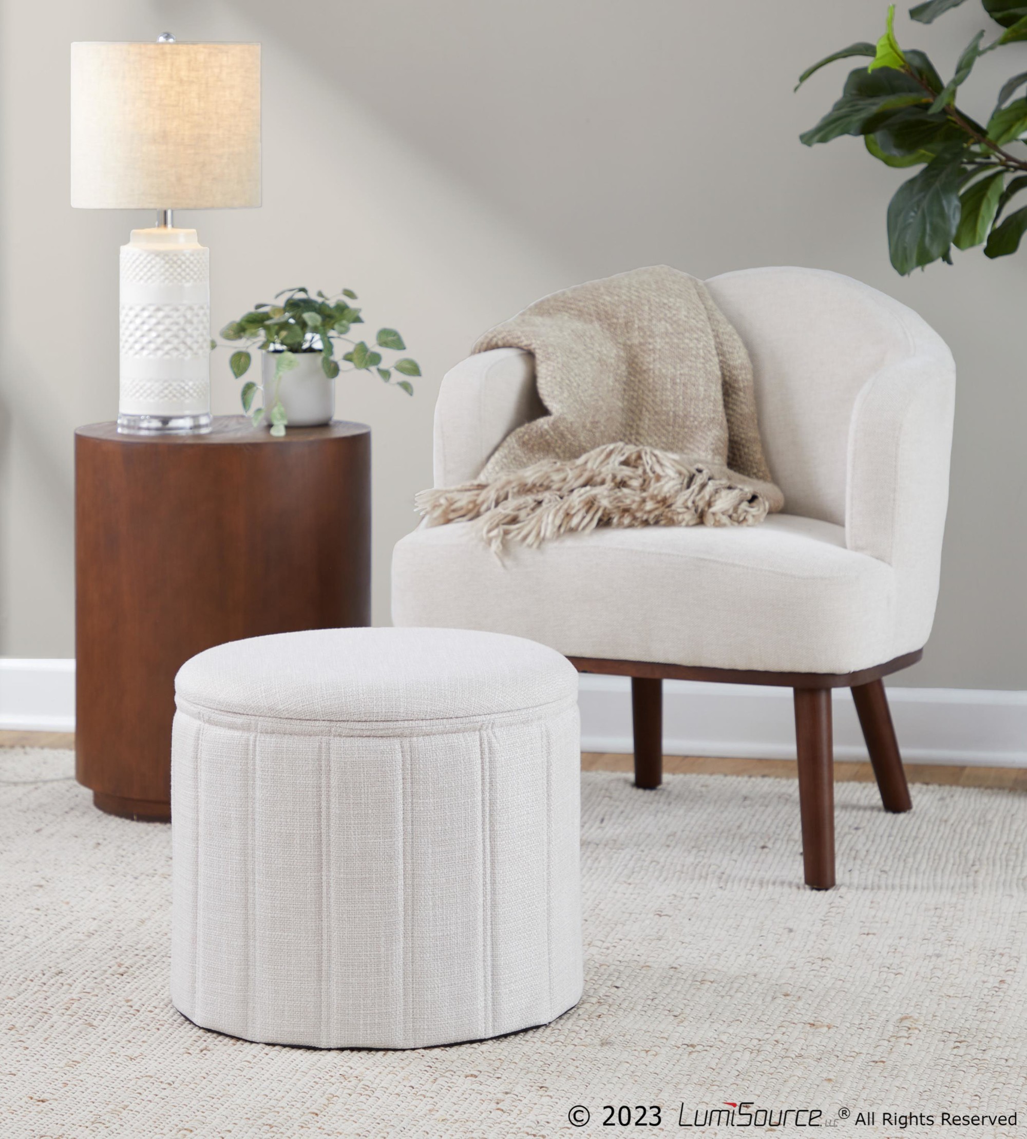 Lindsey 17-Inch Cream Contemporary Folding Storage Ottoman 4 Lindsey 17-Inch Cream Contemporary Folding Storage Ottoman - Image 4