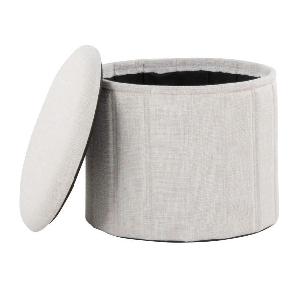 Lindsey 17 Inch Cream Contemporary Folding Storage Ottoman 5