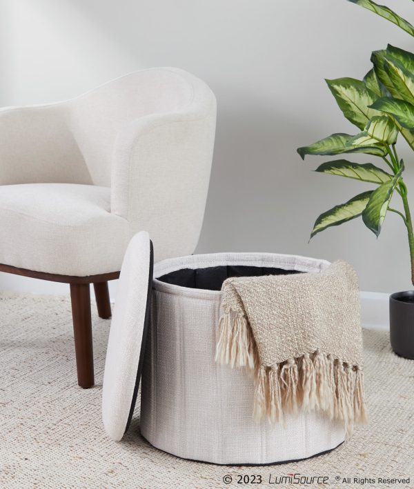 Lindsey 17 Inch Cream Contemporary Folding Storage Ottoman