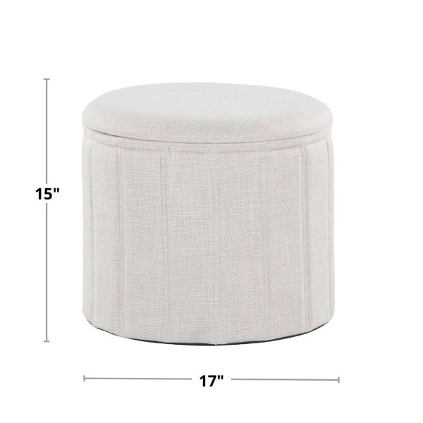 Lindsey 17 Inch Cream Contemporary Folding Storage Ottoman 8