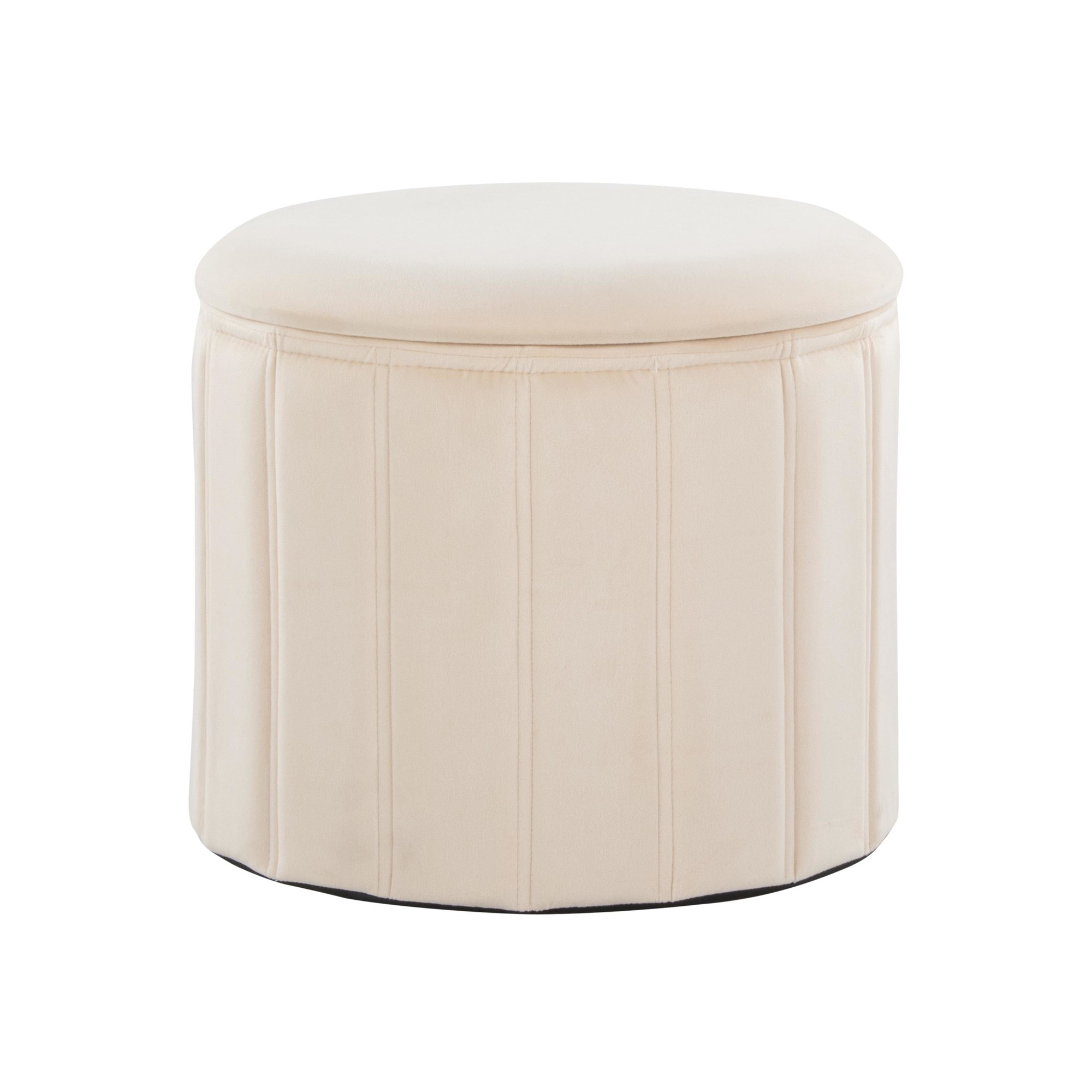 Lindsey 17-Inch Cream Velvet Contemporary Folding Storage Ottoman 5 Lindsey 17-Inch Cream Velvet Contemporary Folding Storage Ottoman - Image 5