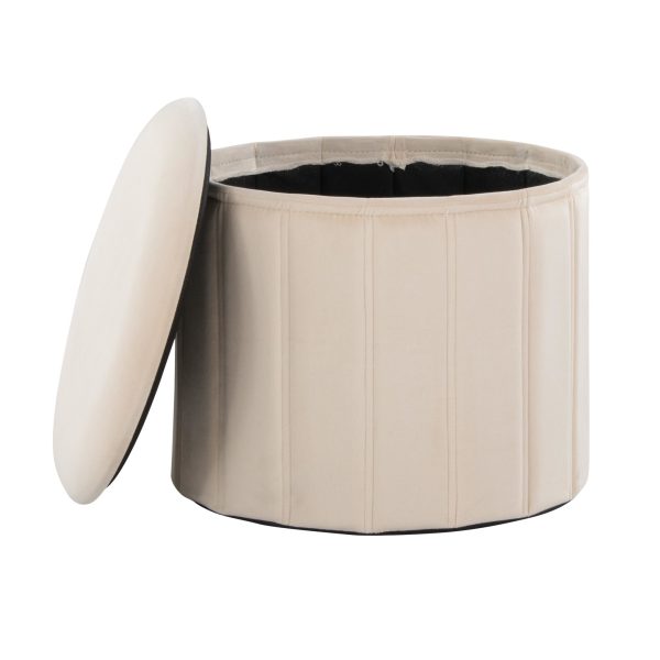Lindsey 17 Inch Cream Velvet Contemporary Folding Storage Ottoman 5