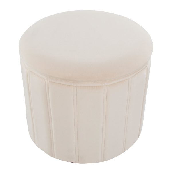 Lindsey 17 Inch Cream Velvet Contemporary Folding Storage Ottoman 6