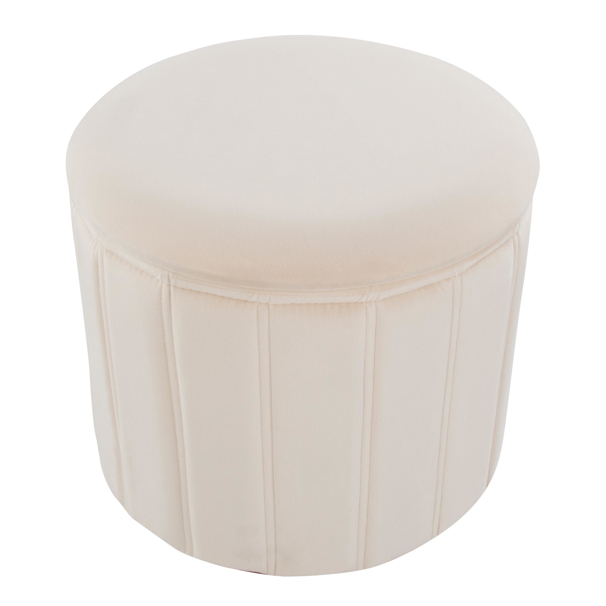 Lindsey 17-Inch Cream Velvet Contemporary Folding Storage Ottoman 7 Lindsey 17-Inch Cream Velvet Contemporary Folding Storage Ottoman - Image 7