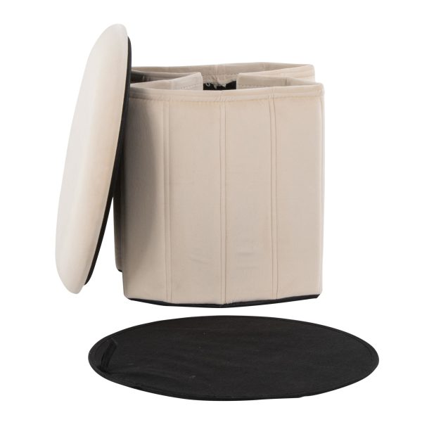 Lindsey 17 Inch Cream Velvet Contemporary Folding Storage Ottoman 7