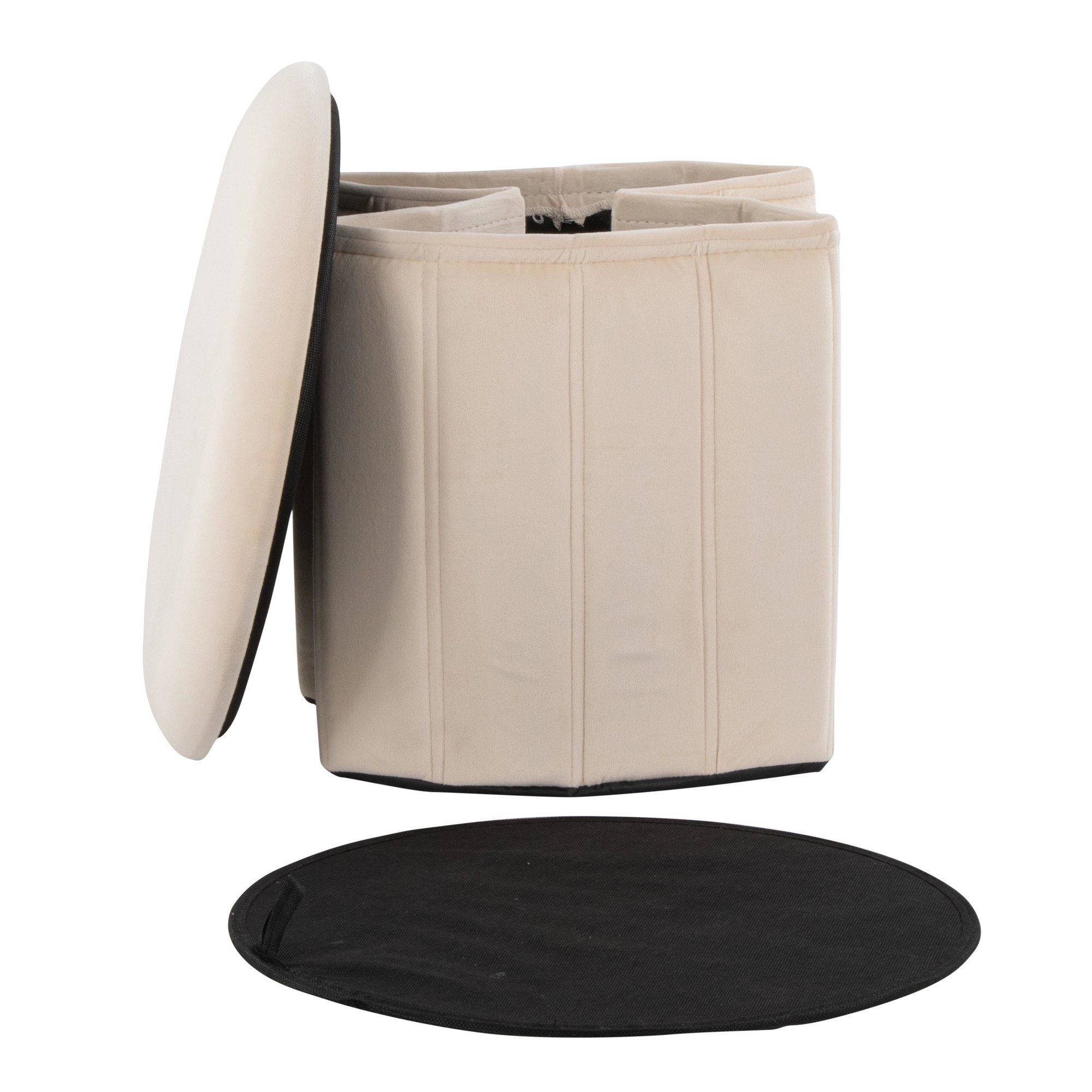 Lindsey 17-Inch Cream Velvet Contemporary Folding Storage Ottoman 8 Lindsey 17-Inch Cream Velvet Contemporary Folding Storage Ottoman - Image 8