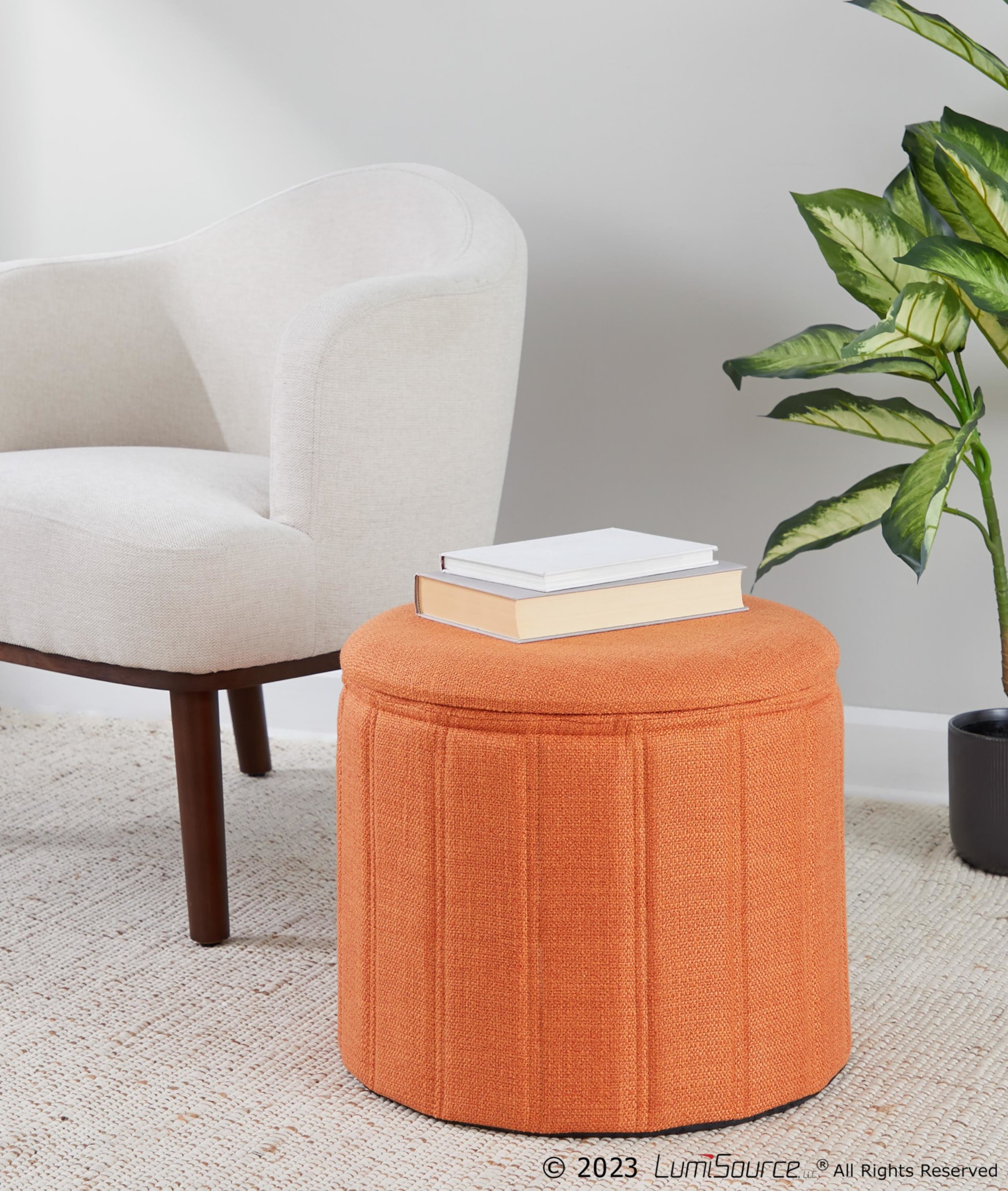 Lindsey 17-Inch Orange Contemporary Folding Storage Ottoman 2 Lindsey 17-Inch Orange Contemporary Folding Storage Ottoman - Image 2