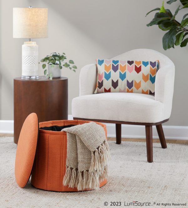 Lindsey 17 Inch Orange Contemporary Folding Storage Ottoman 2