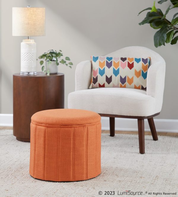 Lindsey 17 Inch Orange Contemporary Folding Storage Ottoman 3