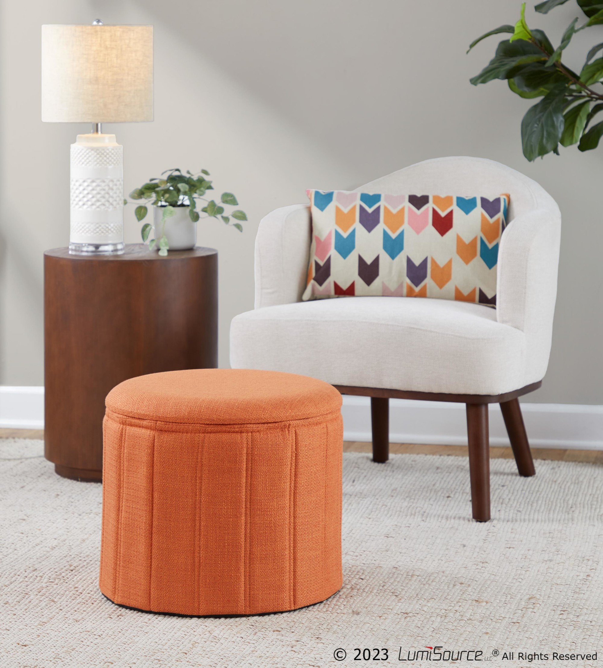 Lindsey 17-Inch Orange Contemporary Folding Storage Ottoman 4 Lindsey 17-Inch Orange Contemporary Folding Storage Ottoman - Image 4
