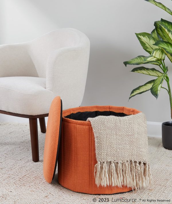 Lindsey 17 Inch Orange Contemporary Folding Storage Ottoman