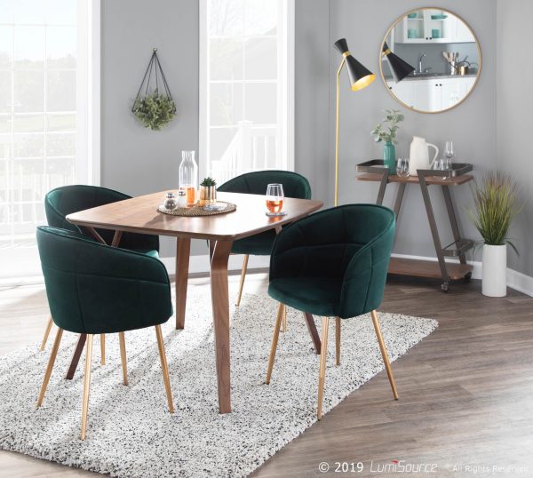 Lindsey Gold and Green Velvet Contemporary Accent Chair 1