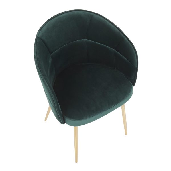 Lindsey Gold and Green Velvet Contemporary Accent Chair 10