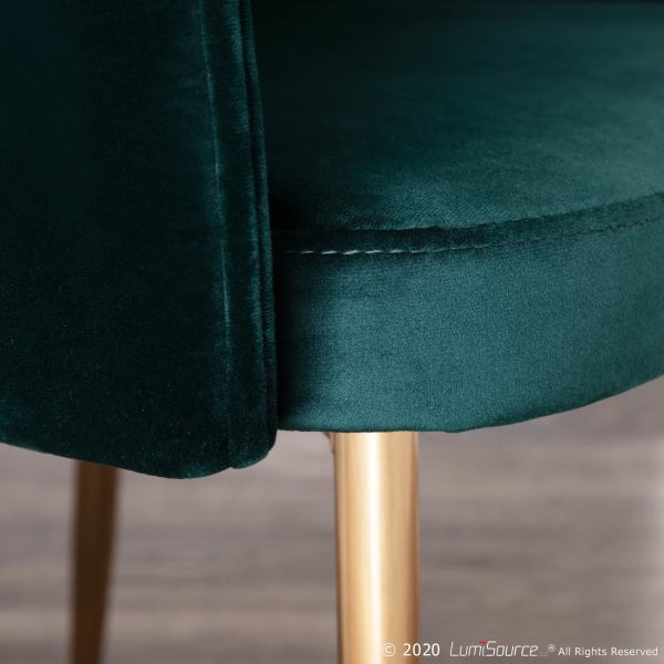 Lindsey Gold and Green Velvet Contemporary Accent Chair 4
