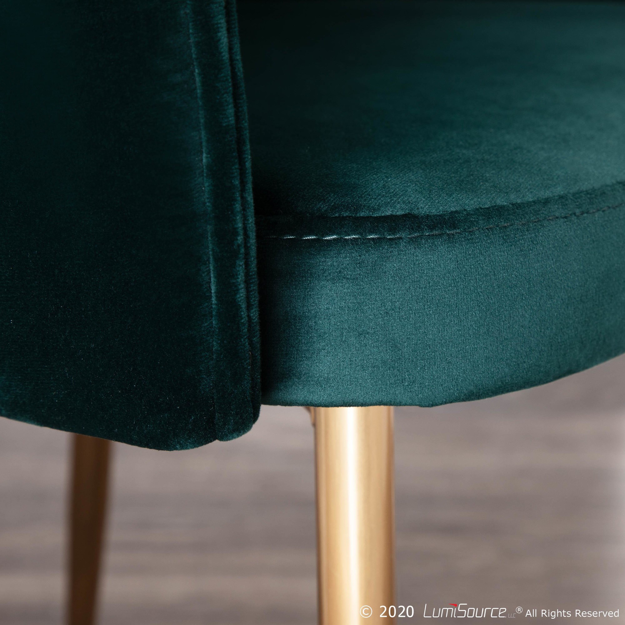 Lindsey Gold and Green Velvet Contemporary Accent Chair 5 Lindsey Gold and Green Velvet Contemporary Accent Chair - Image 5