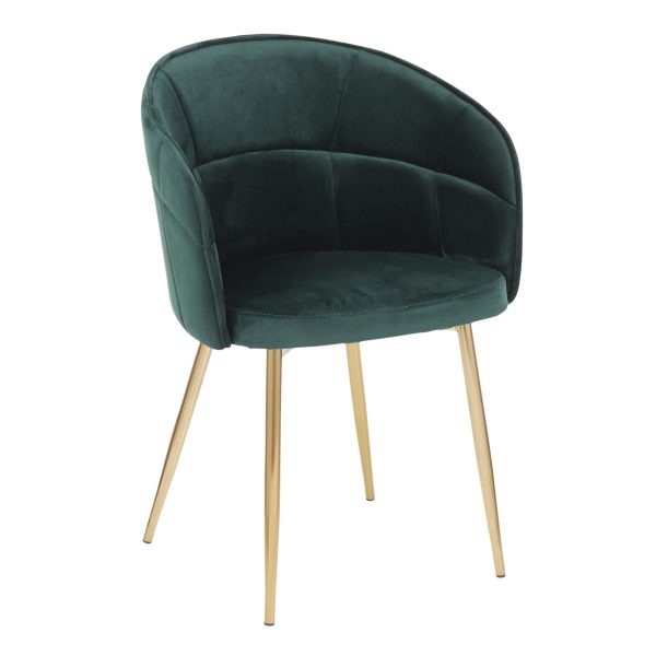 Lindsey Gold and Green Velvet Contemporary Accent Chair 5