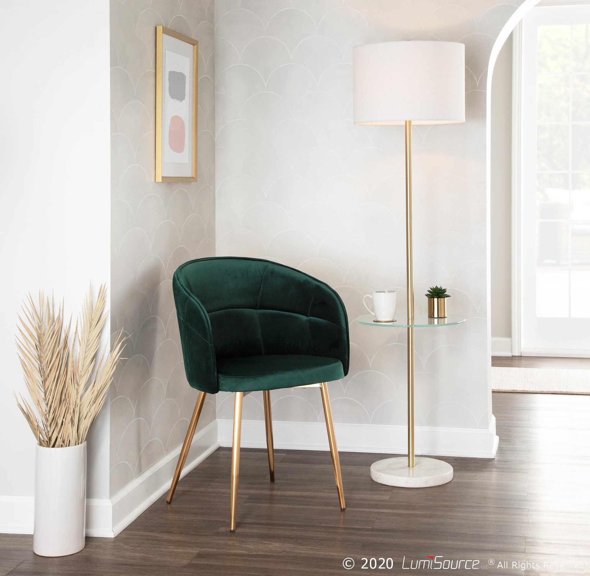 Lindsey Gold and Green Velvet Contemporary Accent Chair 1 Lindsey Gold and Green Velvet Contemporary Accent Chair