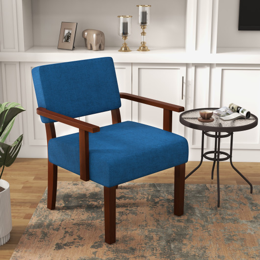 Mid-Century Linen Accent Chair with Ergonomic Backrest and Armrests 5 Mid-Century Linen Accent Chair with Ergonomic Backrest and Armrests - Image 5